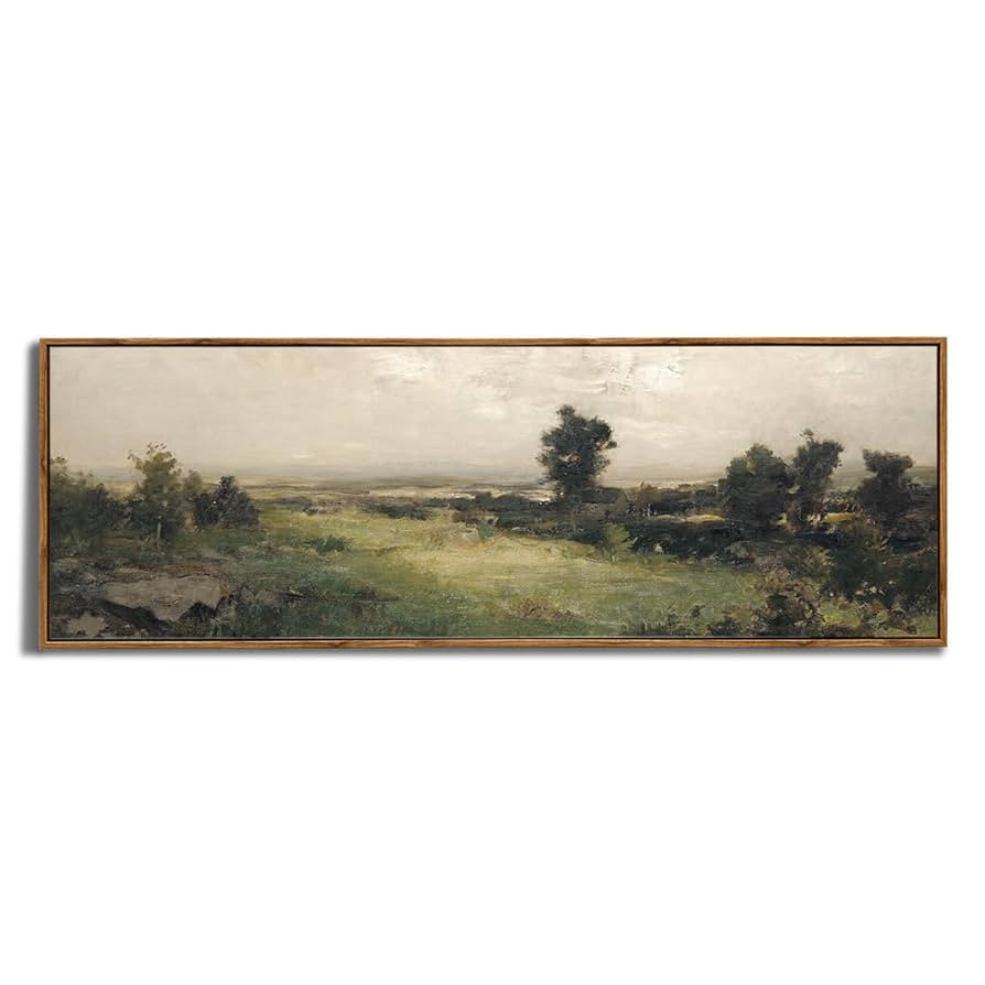 Framed Canvas Wall Art for Bedroom - Long Horizontal 13.5x40" Above the Bed - Vintage Farmhouse F... | Amazon (US)