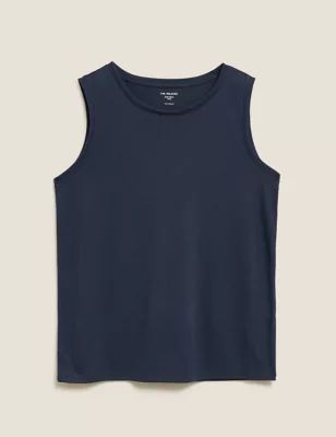 Crew Neck Relaxed Sleeveless Tank Top | M&S Collection | M&S | Marks & Spencer (UK)
