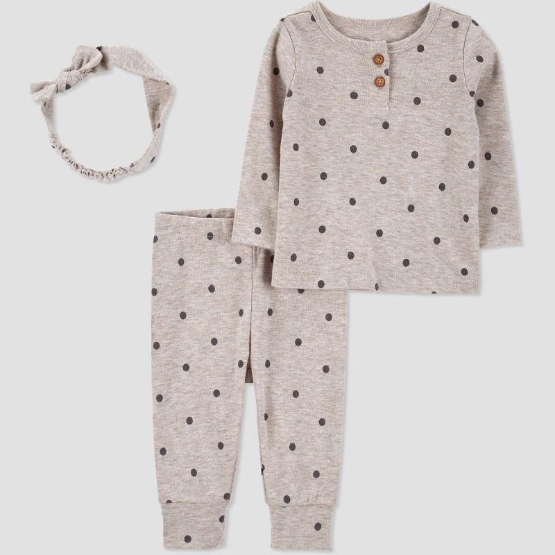 Carter's Just One You®️ Baby Girls' 3pc Top & Bottom Set with Headband - Tan | Target