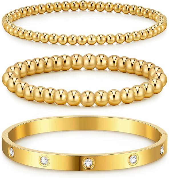 doubgood Gold Bracelets for Women Gold Bangles for Women Tennis Bracelets Bangle Bracelets Gold B... | Amazon (US)