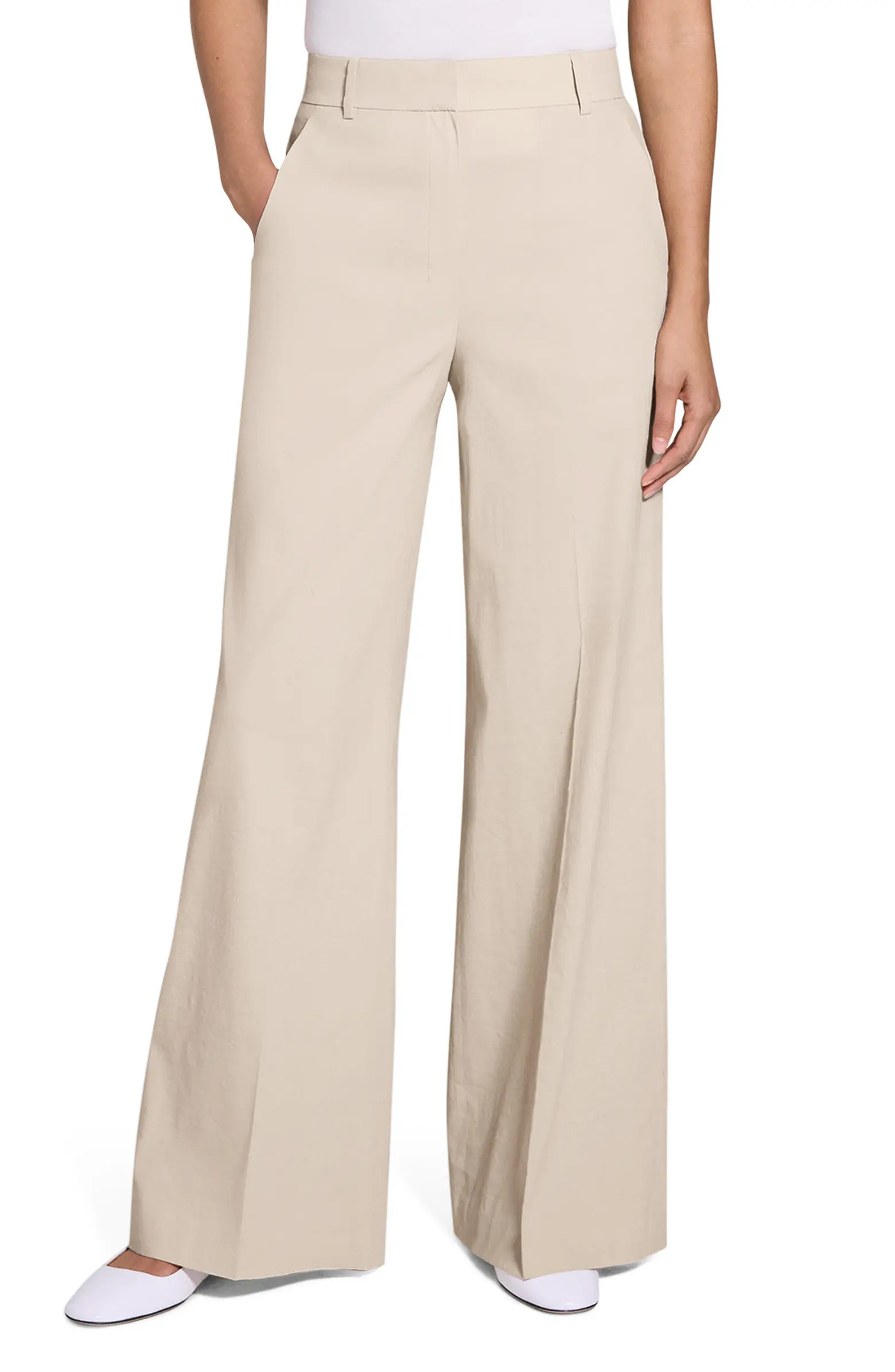 Theory Linen Blend Wide Leg Pants | Nordstrom | Nordstrom