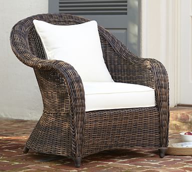 Torrey Wicker Roll Arm Outdoor Lounge Chair | Pottery Barn (US)
