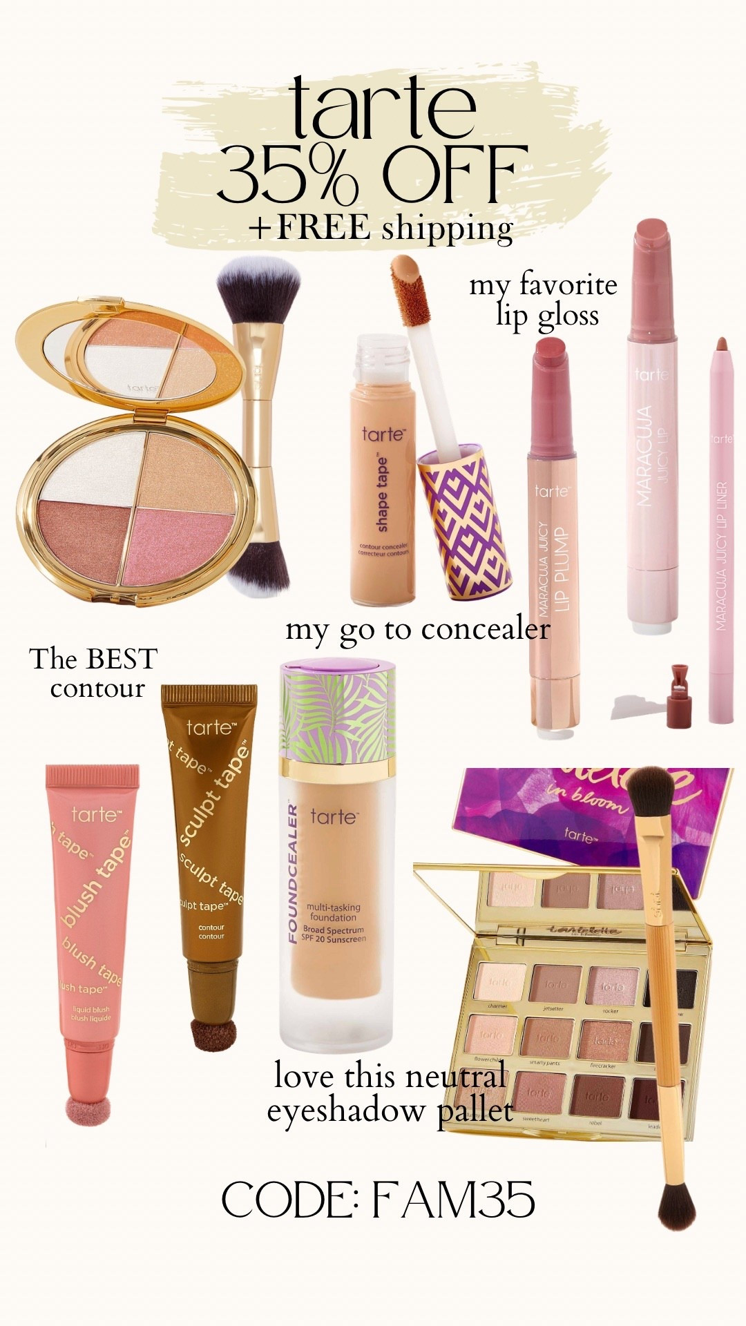 Tarte 35% off code FAM35 for vip members 

#LTKBeauty #LTKSpringSale