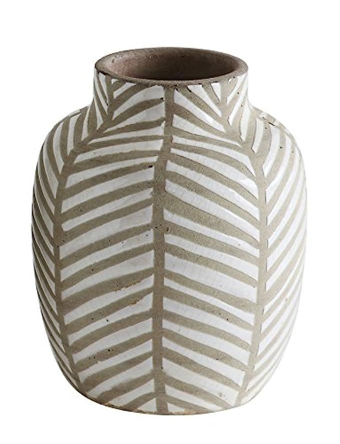 Creative Co-Op DA6984 Small White Terra Cotta Vase with Stripes | Amazon (US)