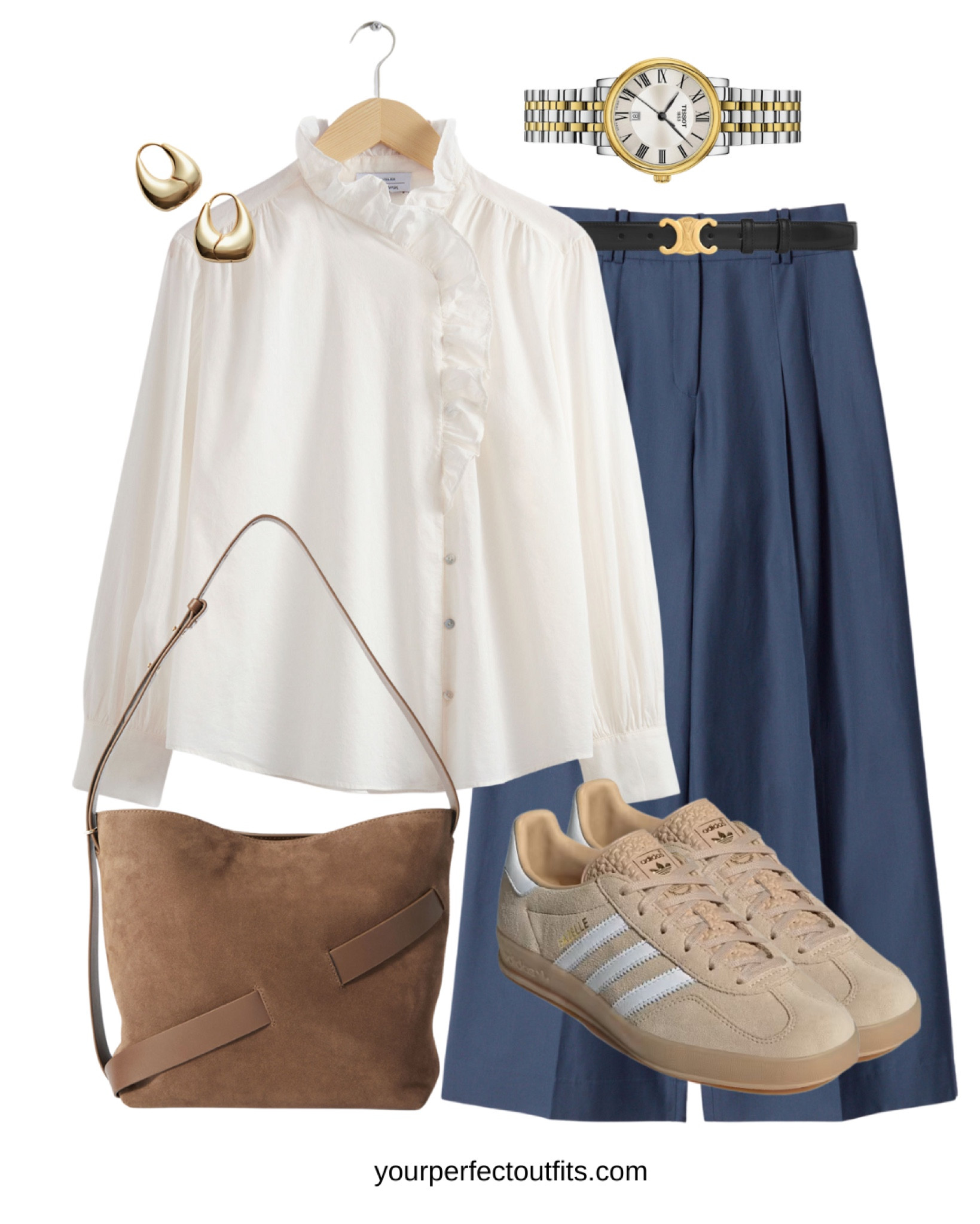 Gorgeous spring blouse styled easily with a classic trousers and a pair of adidas 
Early spring outfits 

#LTKActive #LTKPetite #LTKFindsUnder50