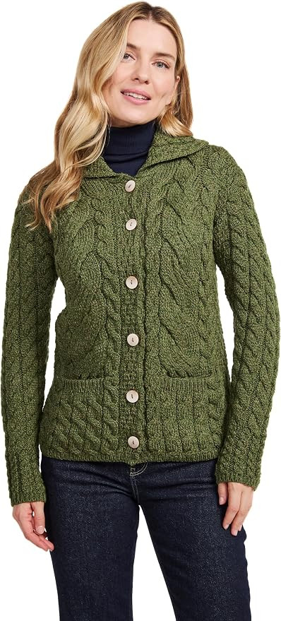 Ladies Buttoned Cabled Cardigan-L | Amazon (US)