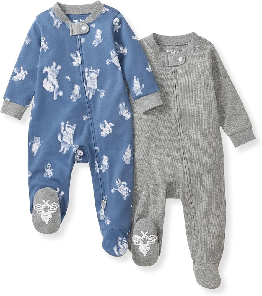 Burt's Bees Baby Boys Sleep and Play PJs, 100% Organic Cotton One-Piece Zip Front Romper Jumpsuit... | Amazon (US)