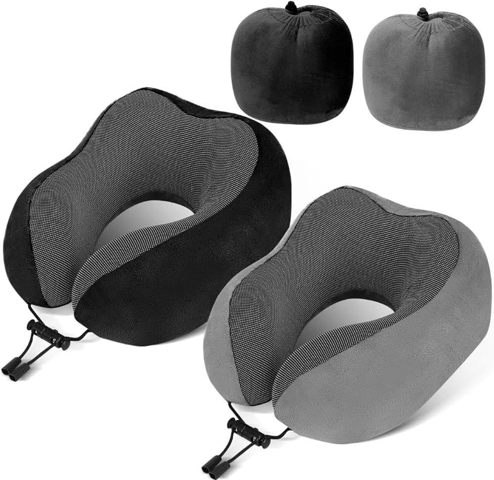 Airplane Travel Neck Pillow, 100% Pure Memory Foam (4 Seconds Rebound) on Head Support,Upgrade Po... | Amazon (US)