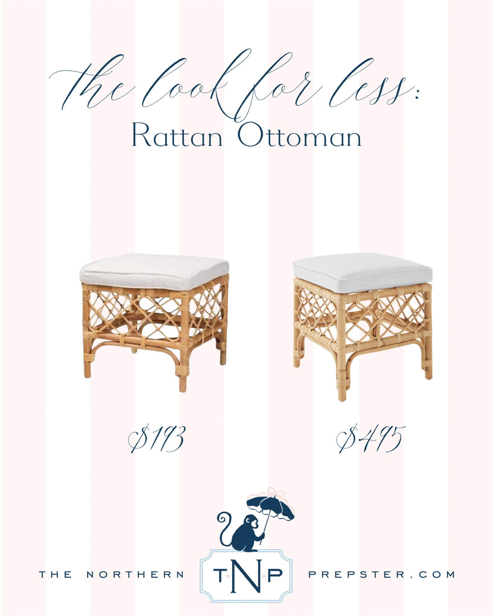 Look for Less: Rattan Ottoman

#LTKHome #LTKBaby #LTKFamily