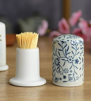 Ceramic Toothpick Holder Retro Flower Toothpick Box,Table Decoration | Amazon (US)
