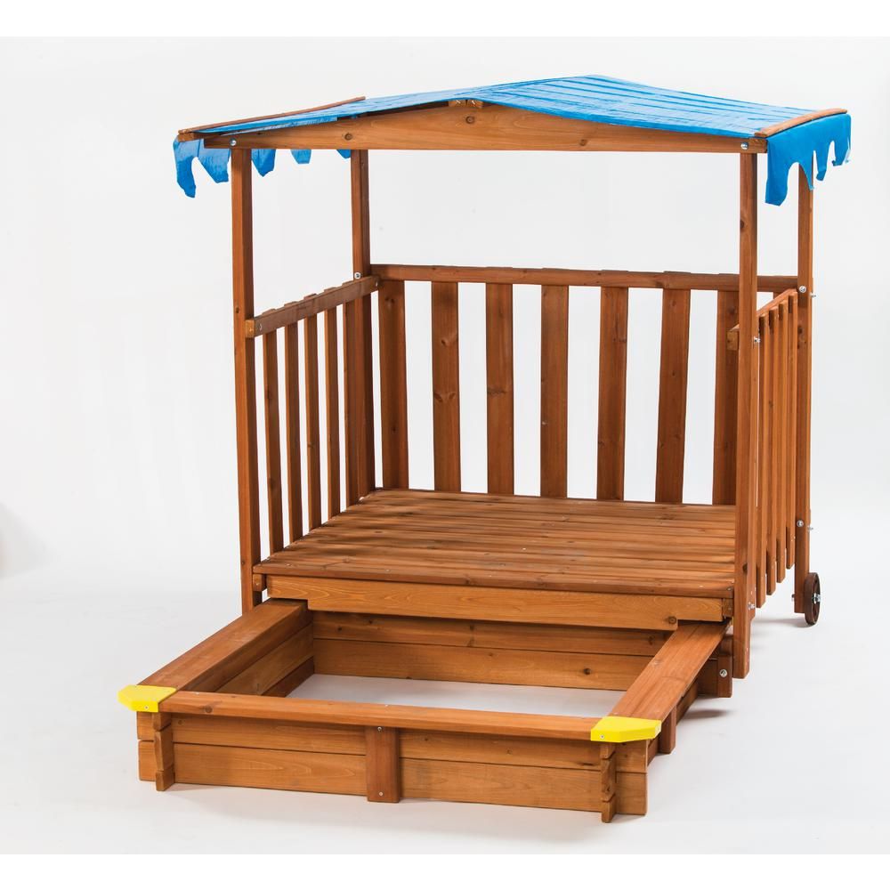 Creative Cedar Designs Sand N Shade Outdoor Playhouse and Sandbox | The Home Depot