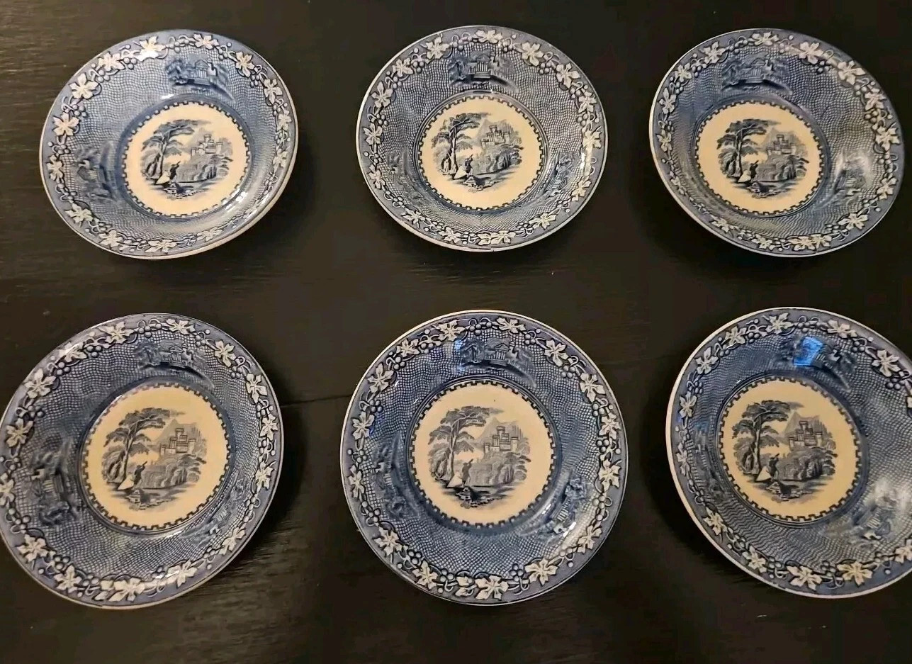 6 Royal Staffordshire JENNY LIND 1795 Blue  4 7/8" DESSERT BOWLS  | eBay | eBay US