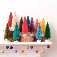Rainbow Hue Bottlebrush Trees, Large 5.5"" Sisal Christmas Party Decor, Set Of 12 | Etsy (US)