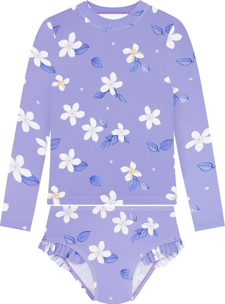 Girls Two Piece Long Sleeve Swimsuit Rash Guard Set, Kids Bathing Suit for Toddler, Size 3 Month ... | Amazon (US)