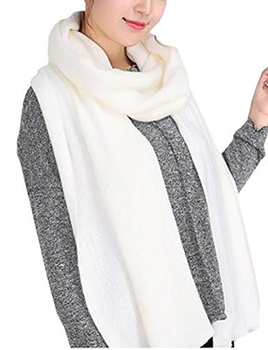 Wander Agio Women's Warm Long Shawl Winter Scarfs Large Scarf Pure Color White | Amazon (US)