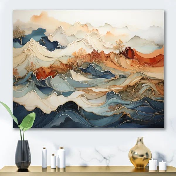 " Abstract Orange And Blue River Ink III " | Wayfair North America