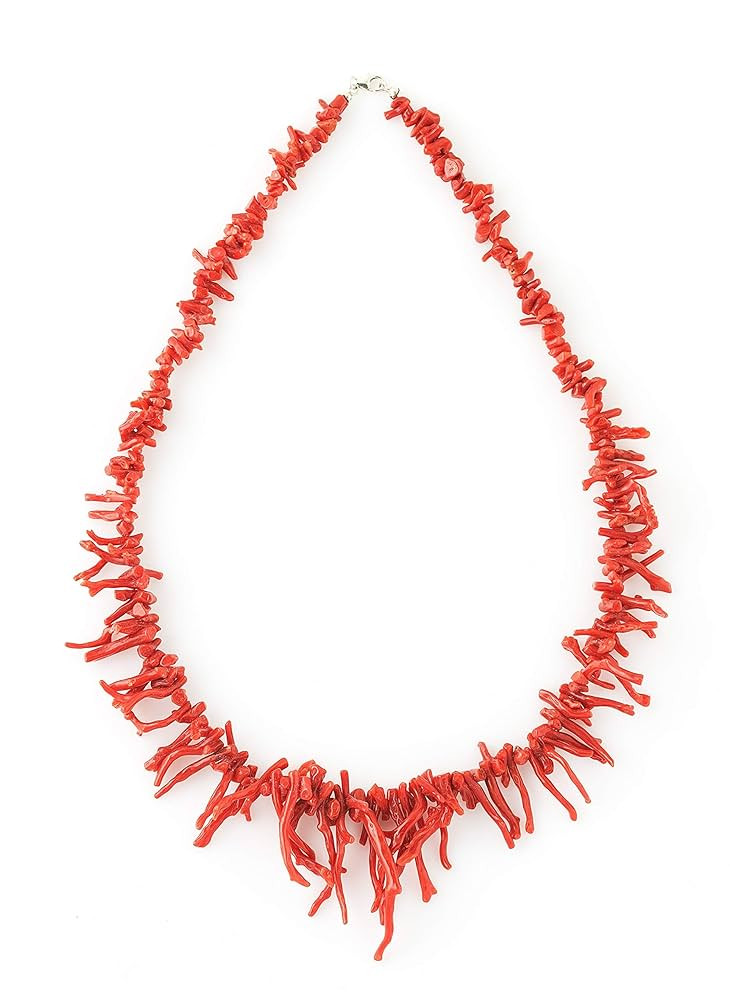 Mediterranean coral necklace (Sardinian coral) "Rich" fringe | Amazon (US)