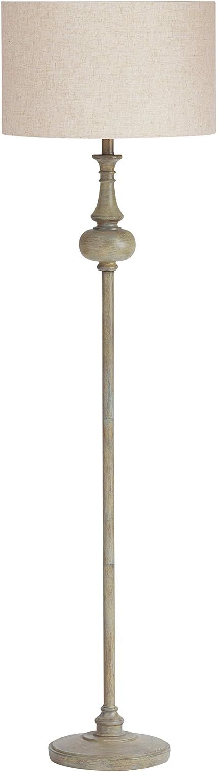 Amazon Brand – Stone & Beam Vintage Floor Lamp with Linen Burlap Shade, 60.5"H, Whitewash | Amazon (US)