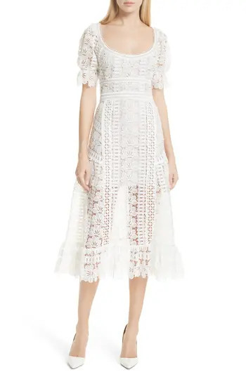 Women's Self-Portrait Floral Guipure Lace Midi Dress | Nordstrom