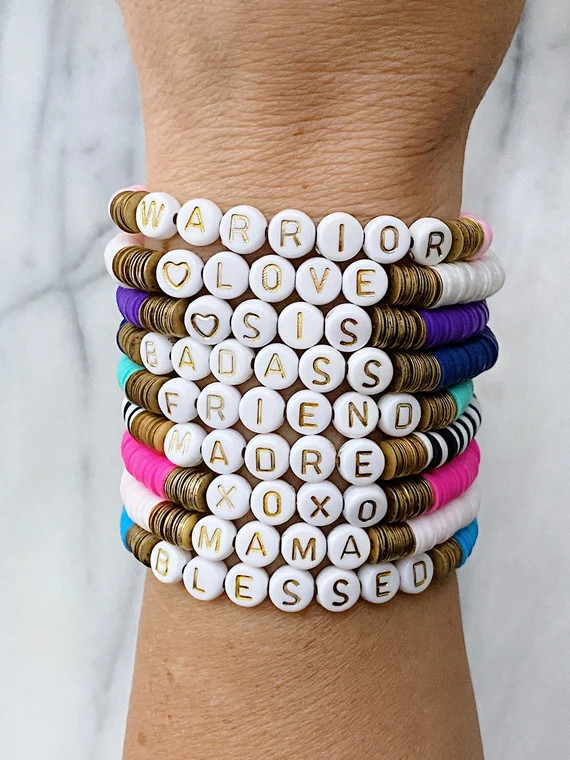 Customizable Colors Gold 6mm Heishi Custom Name Bracelet | Etsy | Etsy (US)