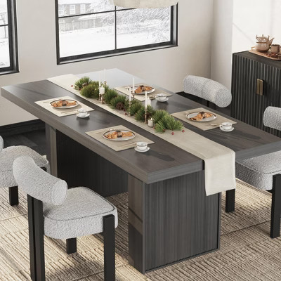 70.8" Dining Table for 6 8 10, Modern Dining Room Table with Storage, Wood Kitchen Table with Fluted Legs, Dinner Tables for Kitchen Dining Room | Target