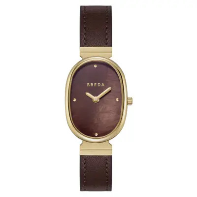 BREDA Jane Leather Strap Watch, 23mm x 26mm in Gold/green at Nordstrom | Nordstrom