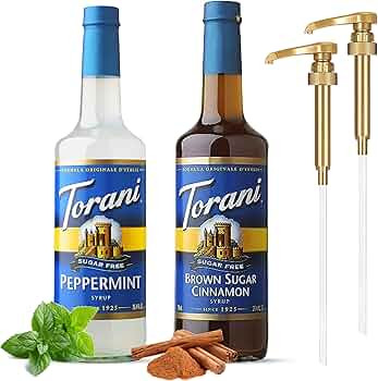 Coffee Syrup Winter Flavors Variety Pack - Sugar Free Brown Sugar Cinnamon and Peppermint Syrup f... | Amazon (US)
