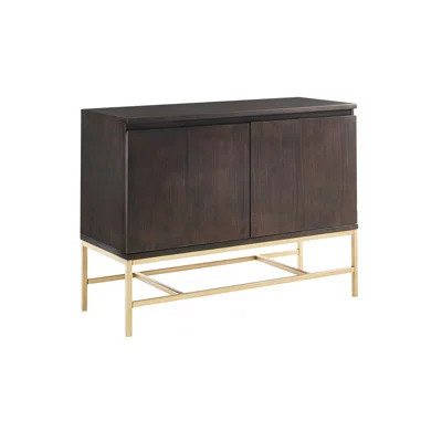 Accent Cabinet - Solid Wood Frame With Gold Metal Base Fabulous Wood, Base, 2 Shelves For Home | Wayfair North America
