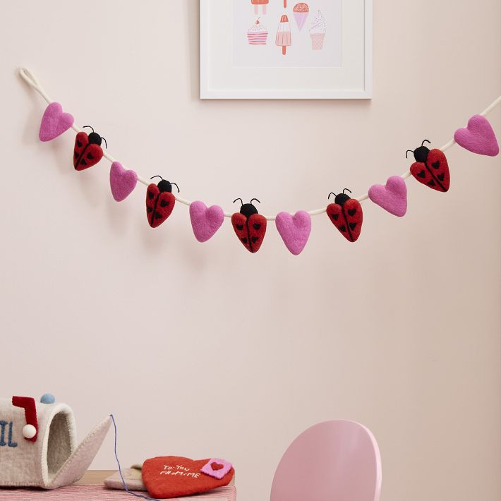 Felt Ladybug Heart Garland | West Elm (US)