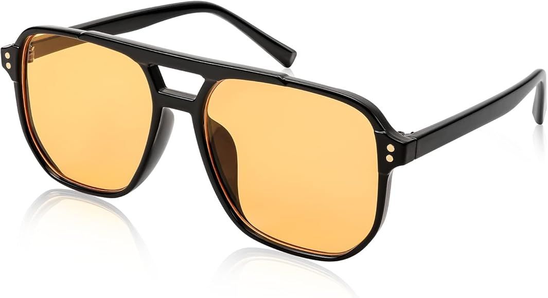 FEISEDY Retro Square Sonnenbrille Damen Herren 70er Jahre Vintage Trendy Brille Klassisch mit Dou... | Amazon (DE)