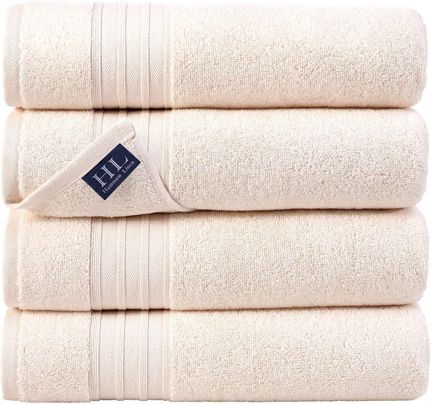 Hammam Linen 100% Cotton Bath Towels Soft and Absorbent, Premium Quality (Sea Salt, Bath Towels 4... | Amazon (US)