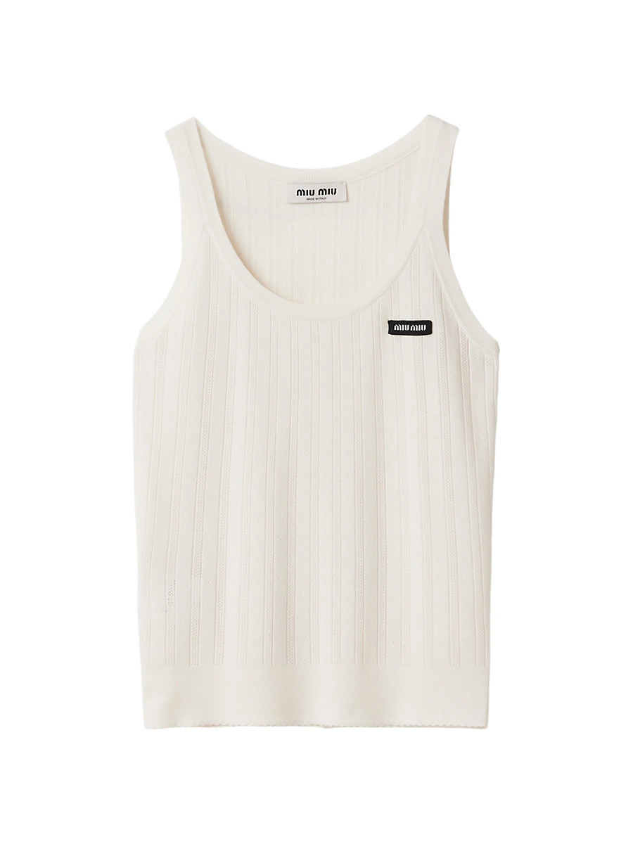 Miu Miu Women's Cashmere and Silk Tank Top - White - Size 0 | Saks Fifth Avenue