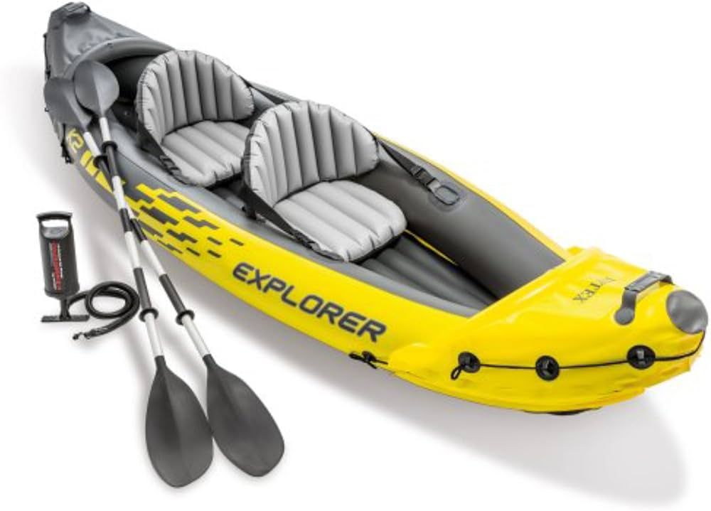 Explorer K2 Kayak, 2-Person Inflatable Kayak Set with Aluminum Oars, Manual and Electric Pumps… | Amazon (US)