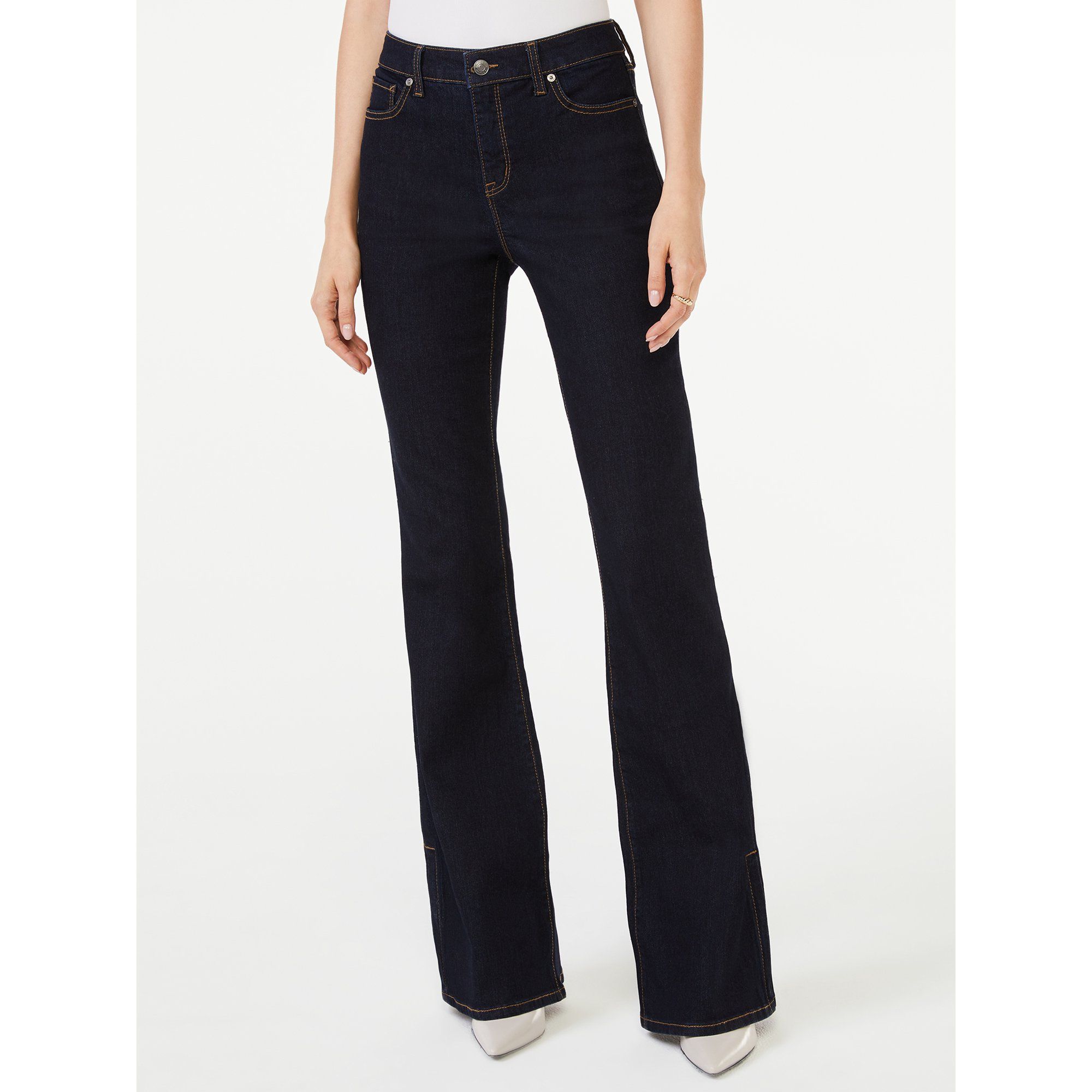 Scoop Women's Bootcut High-Rise Flare Split Hem Jeans | Walmart (US)