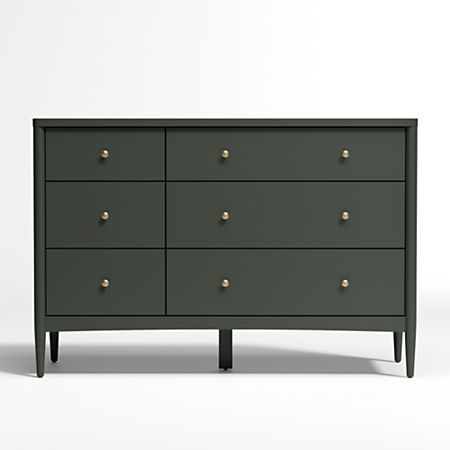 Kids Hampshire 6-Drawer Olive Green Dresser | Crate & Barrel