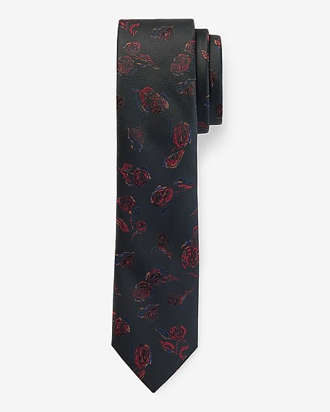 Black Floral Print Tie | Express