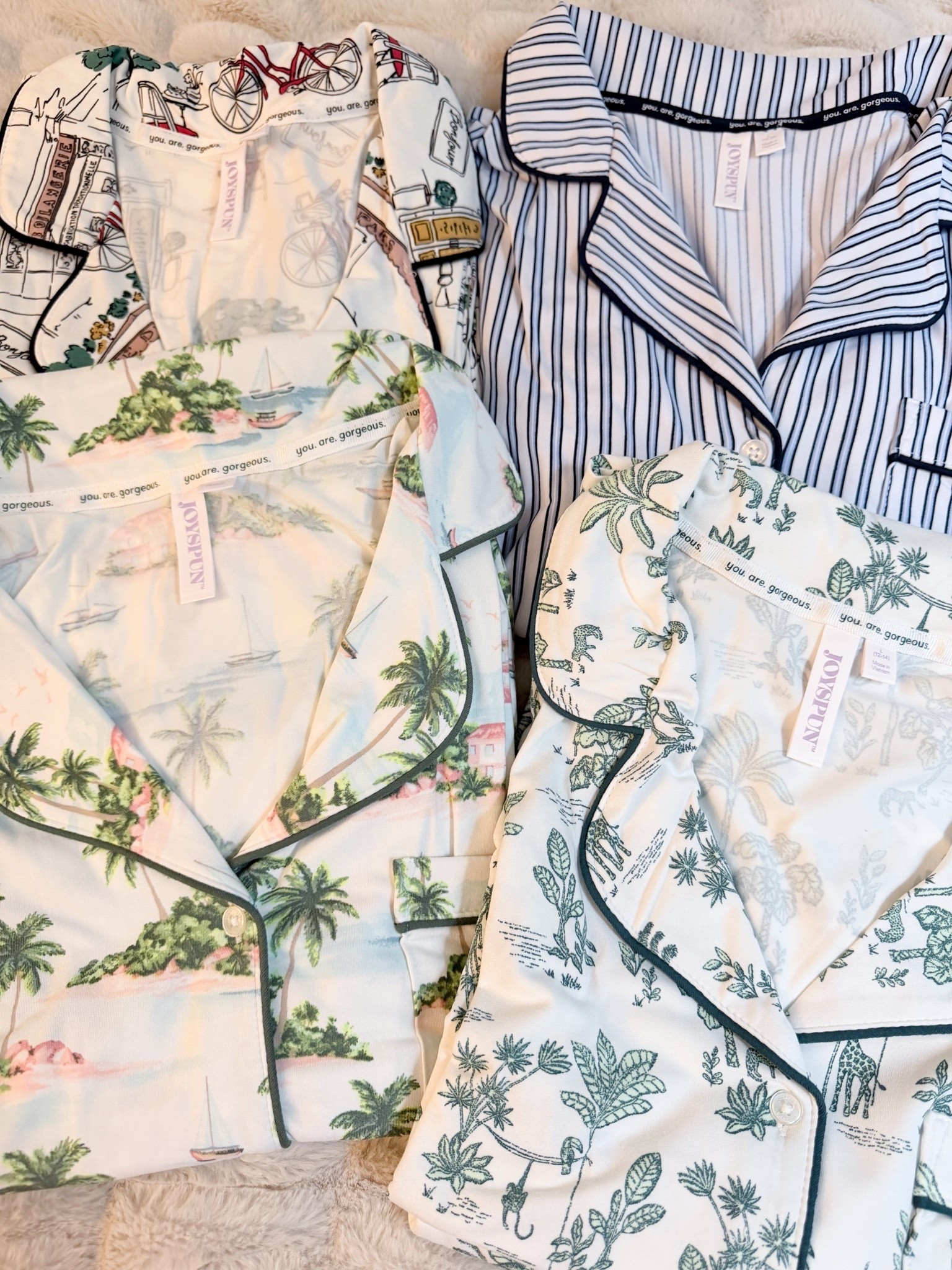 My favorite pajamas! 
I am 5’1 , 172 lbs and wear a large. ￼ I could definitely fit into a medium, but I like my pajamas loose.