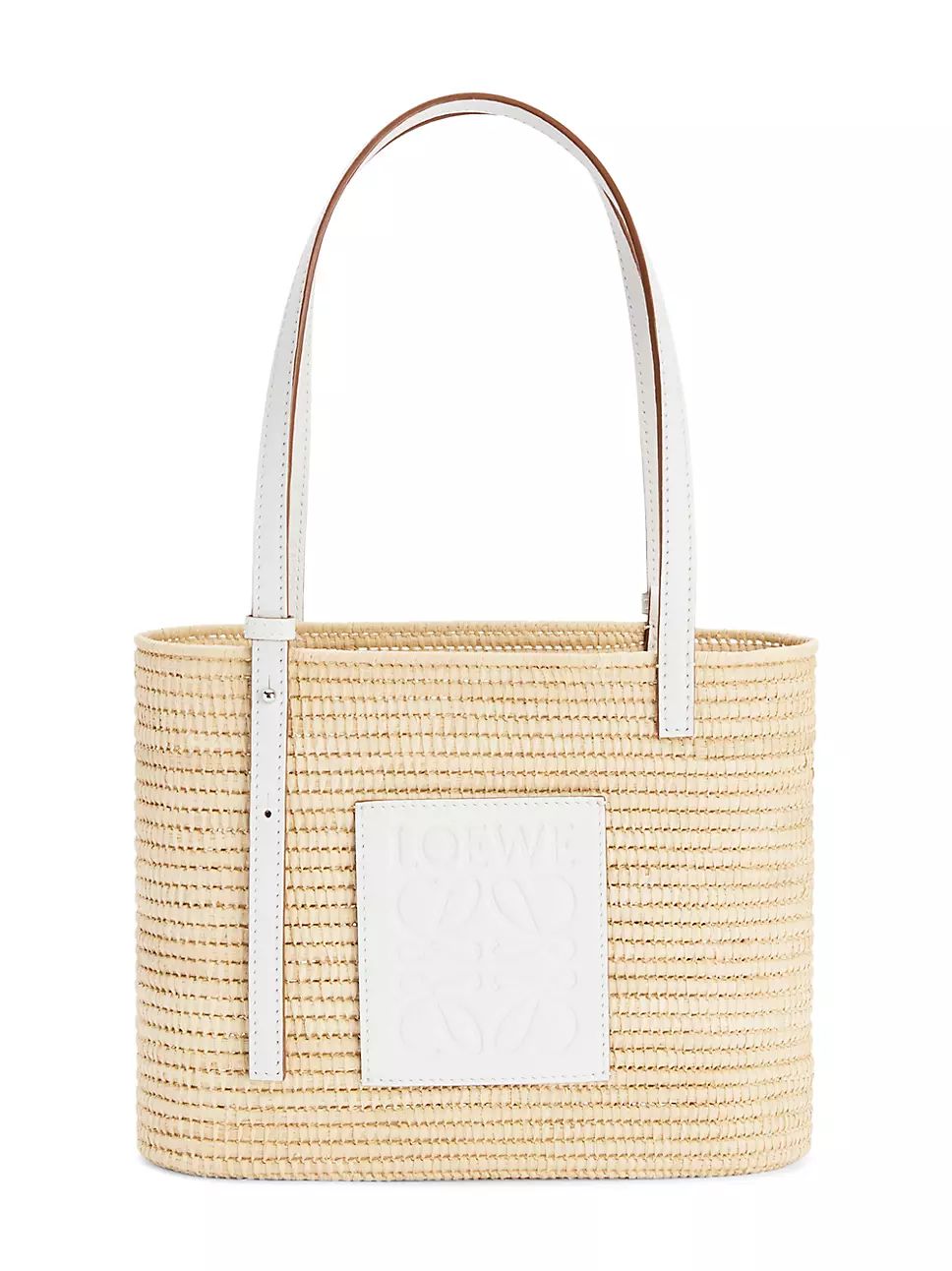 Paula's Ibiza Small Square Leather-Trimmed Raffia Basket Bag | Saks Fifth Avenue