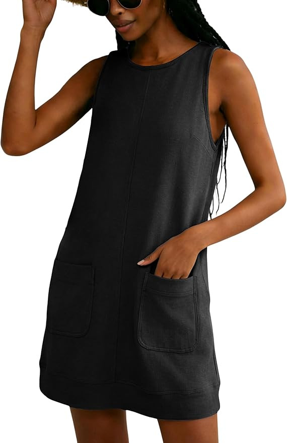 Womens Summer Athletic Workout Mini Dress Casual Backless Overall Sleeveless Jumper A-Line Sundre... | Amazon (US)