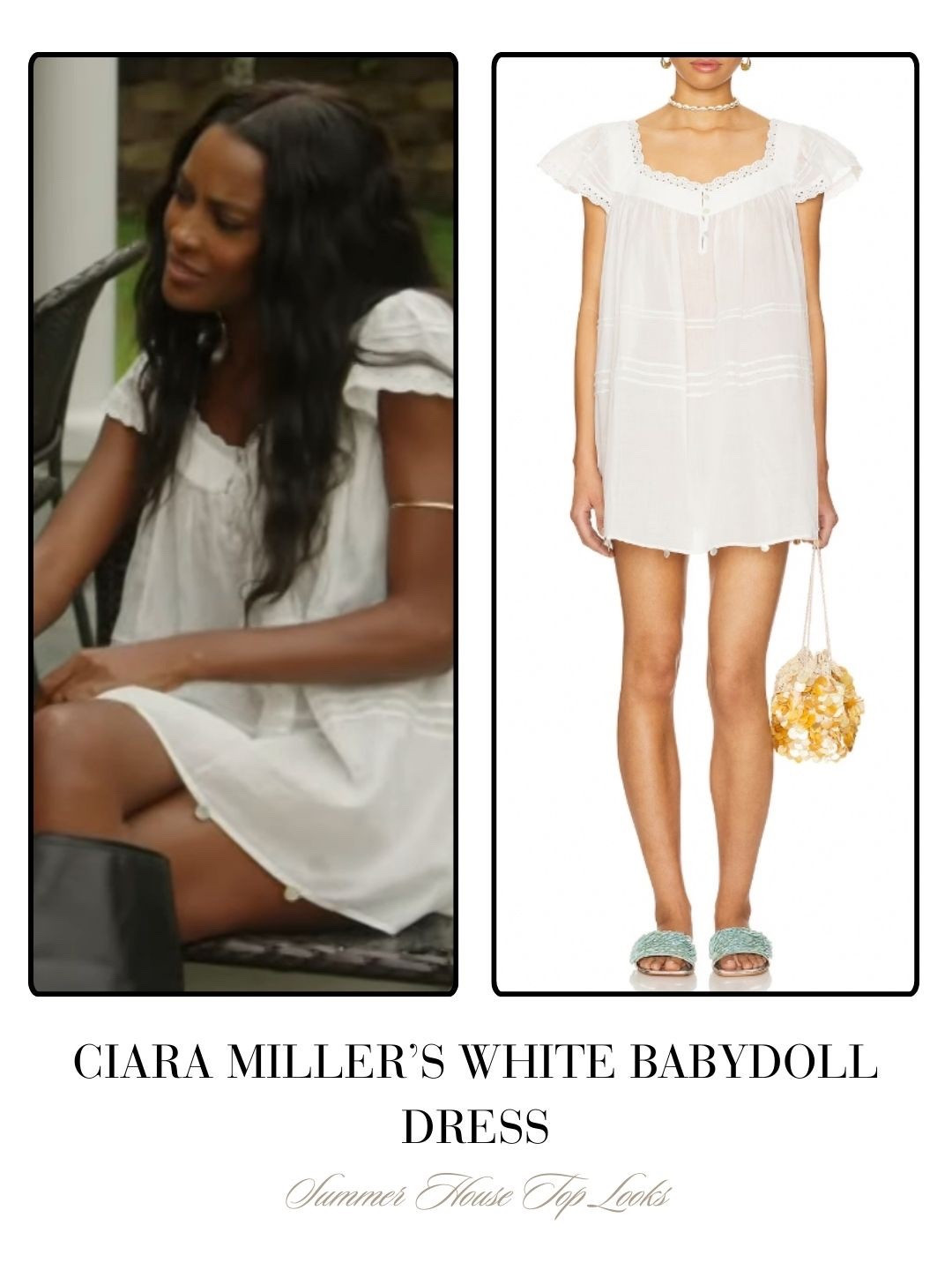 Ciara Miller’s White Babydoll Dress