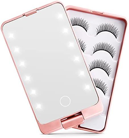 Eyelash Holder Case - Buqikma False Eyelash Container Organizer Empty with LED Light Eyelashes St... | Amazon (US)