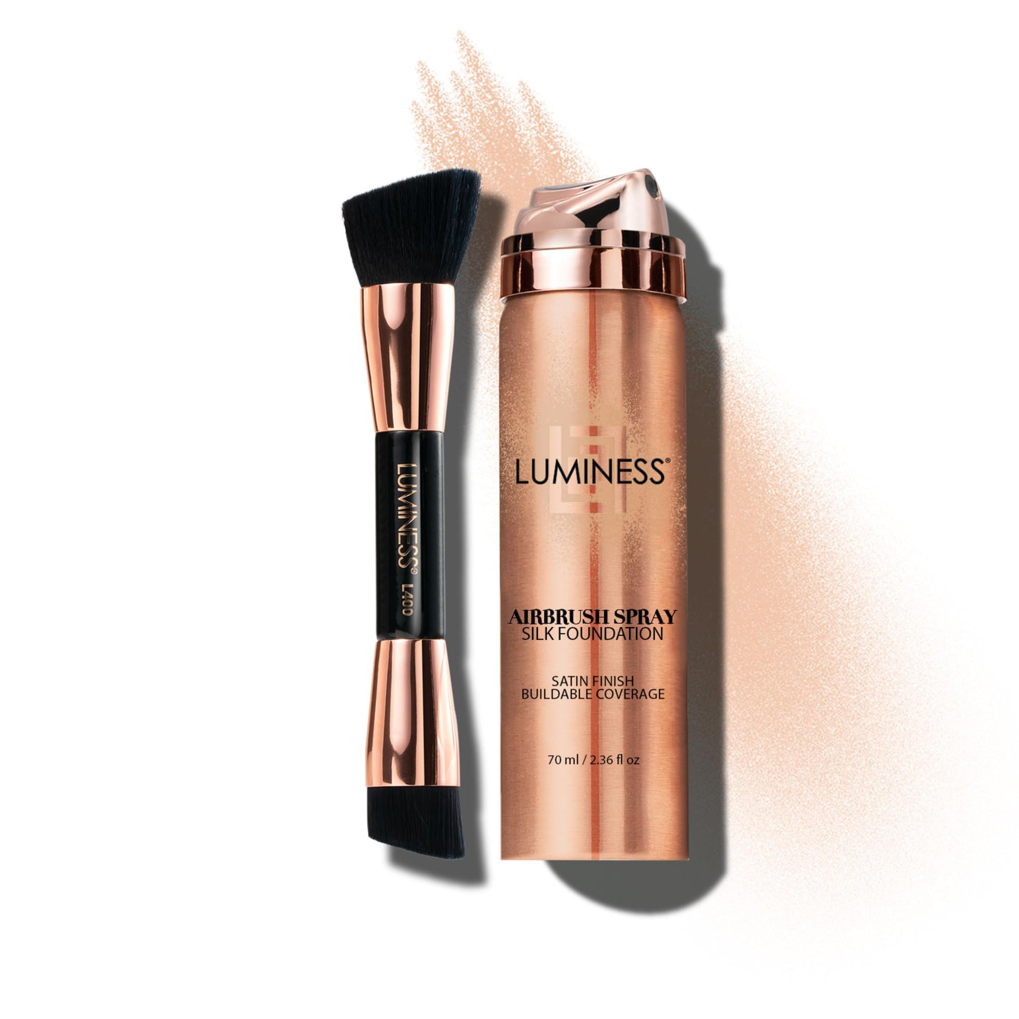 LUMINESS Silk Airbrush Spray Foundation & Buffing Brush Kit – Full Coverage Foundation & Dual-S... | Amazon (US)