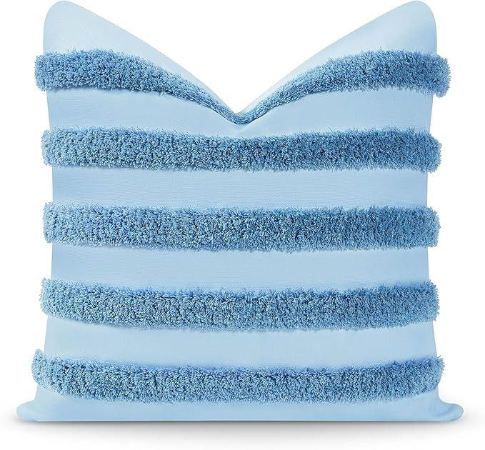 Hofdeco Premium Coastal Hampton Style Patio Tufted Indoor Outdoor Throw Pillow Cover Only, 18"x18... | Amazon (US)