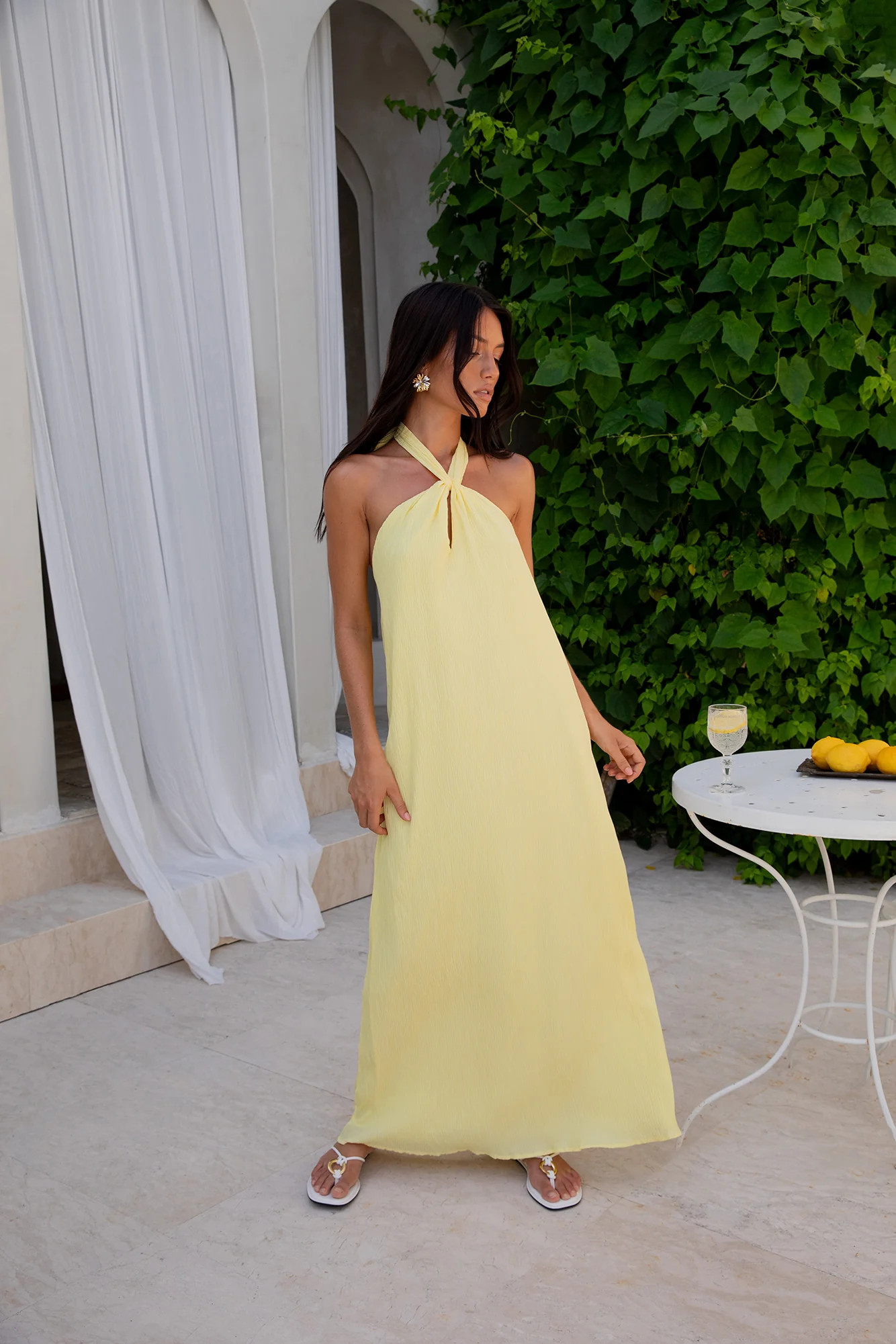 Isle Of Chic Halter Maxi Dress Yellow | Fortunate One