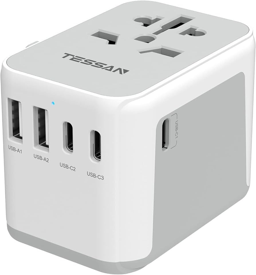 TESSAN Universal Travel Adapter, International Power Adapter 5.6A 3 USB C 2 USB A Ports, Plug Ada... | Amazon (US)