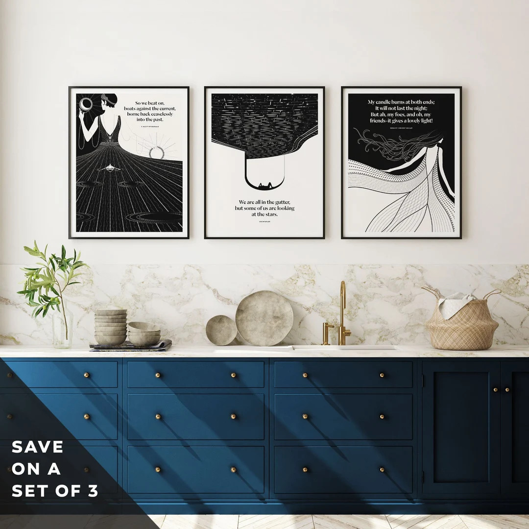 YOUR CHOICE Set of Three 11x14 Literary Prints Wall Art, Living Room Art Print, Book Lover Gift f... | Etsy (US)