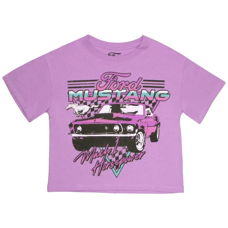 Isaac Morris Limited Ford Mustang Retro Mach 1 Horsepower Girls Crew Neck Short Sleeve T-Shirt, R... | Walmart (US)
