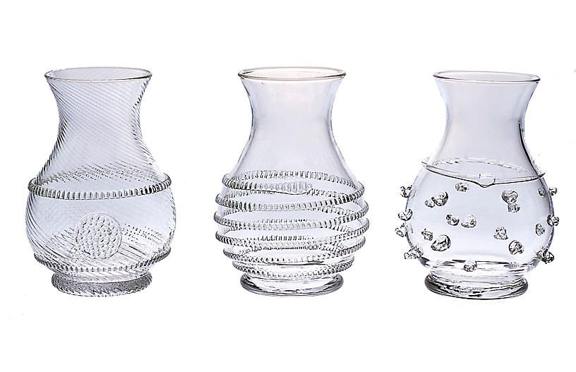 Asst. of 3 Mini Vases, Clear | One Kings Lane