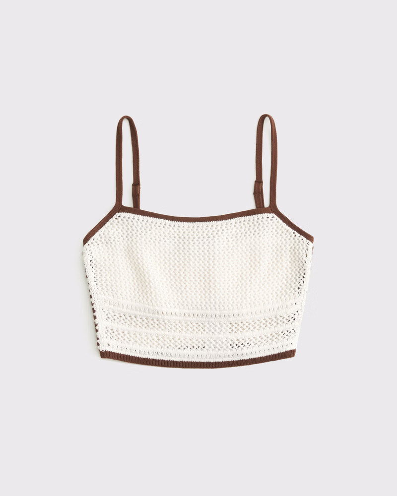Abercrombie & Fitch Women's Square Neck Crochet-Style Bra Top in Cream - Size XXS | Abercrombie & Fitch (US)