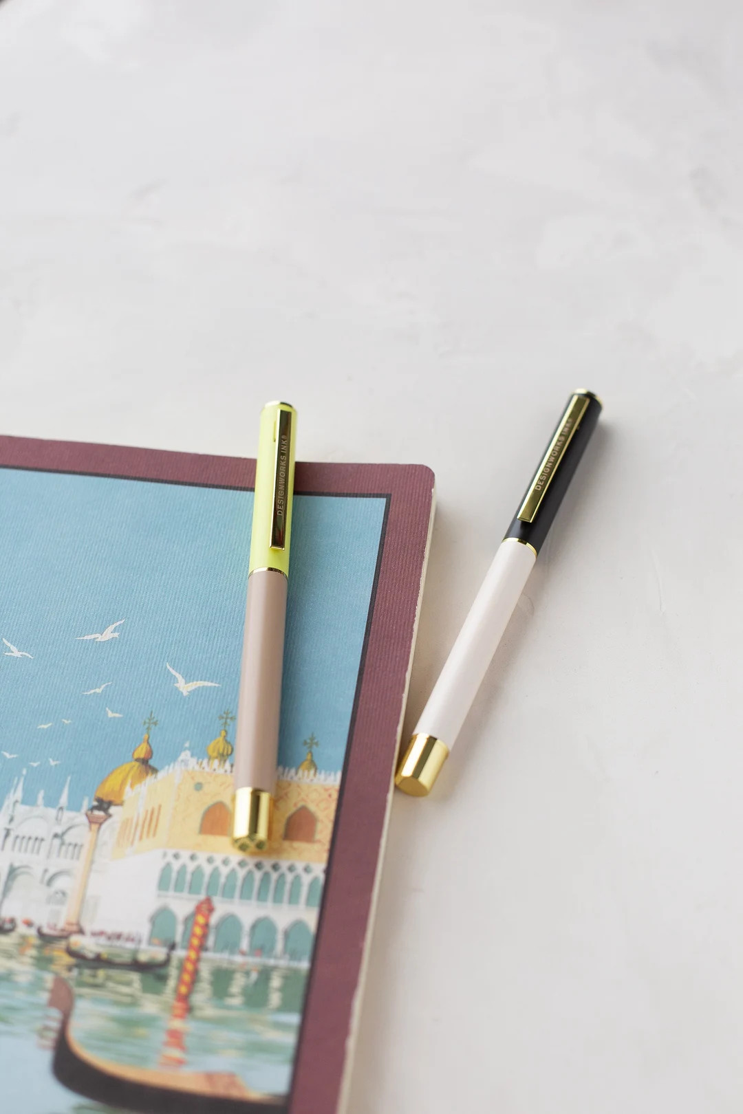 Green + Taupe Color Block Ballpoint Black Ink Pens W/ Gold Details • Set of 2 - Etsy | Etsy (US)